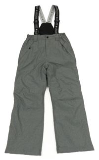 Šedé melírované šusťákové funkční oteplovačky s odepínacími kšandami Crane