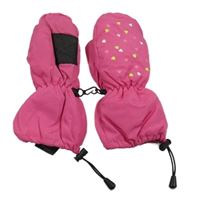 Tmavorůžové šusťákové zimní palcové rukavice se srdíčky Alive