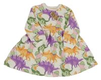 Nové - Smetanové teplákové šaty s Peppou a dinosaury