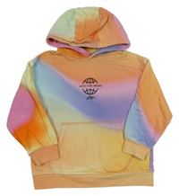 Barevná batikovaná mikina se zeměkoulí a kapucí Next