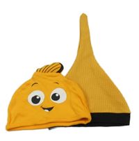 2x čepice - oranžová bavlněná - Nemo + okrová žebrovaná 