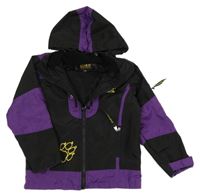 Černo-fialová šusťáková jarní bunda s kapucí Jack Wolfskin