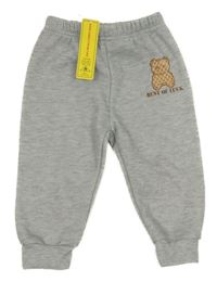 Nové - Šedé melírované tepláky s medvědem Shein
