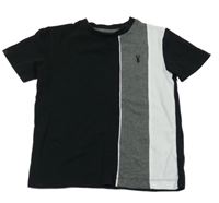 Černo-tmavošedo-bílé tričko Next