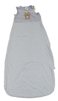 Nové - Lila-šedý podšitý spací pytel s medvědem a pruhy Lily & Dan