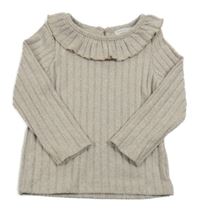 Béžové žebrované úpletové triko s límečkem Primark