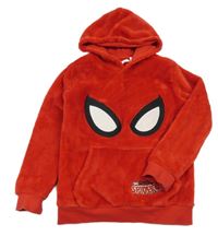Červená chlupatá mikina se Spidermanem a kapucí H&M