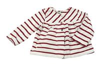 Bílo-červená třpytivá pruhovaná propínací mikina