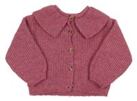 Vínový propínací svetr s límečkem Zara