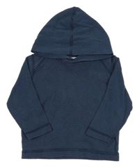 Tmavomodré pruhované mikinotriko s kapucí Petit Bateau