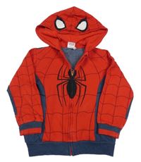 Červeno-tmavomodrá propínací mikina s kapucí - Spiderman Marvel
