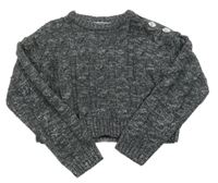 Antracitový třpytivý crop svetr Primark