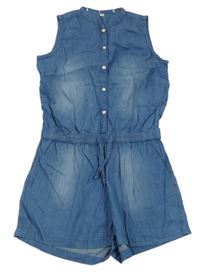 Modrý kraťasový overal riflového vzhledu