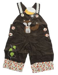 Nové - Hnědé manšestrové laclové kalhoty s liškou