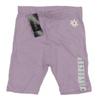 Nové - Lila elastické kraťasy s květinou Dunnes