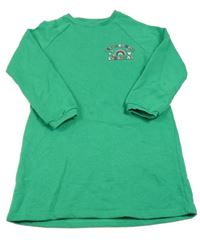 Zelené teplákové šaty s nápisem a duhou F&F