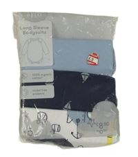 Nové - 3x body - světlemodré + tmavomodré s loďkami + bílé s ponorkami F&F