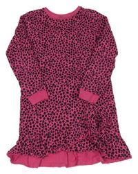 Fuchsiovo-černé vzorované teplákové šaty George