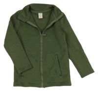 Khaki pletená propínací mikina Pusblu