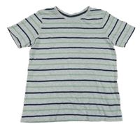 Šedo-tmavomodro-zelené pruhované tričko TCM