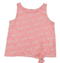 Neonově růžový crop top s nápisy C&A