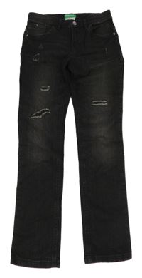 Černé skinny rifle s prodíráním Benetton