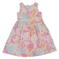 Světlerůžovo-modro-oranžové batikované šaty H&M