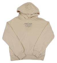 Béžová mikina s nápisem s kamínky a kapucí H&M