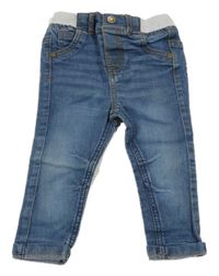 Modré skinny rifle s úpletovým pasem F&F