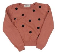 Starorůžový lehký crop svetr s puntíky zn. H&M