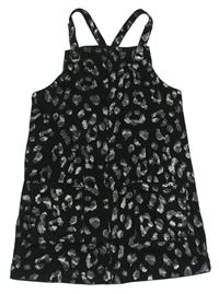 Černé riflové laclové šaty s stříbrným leopardím vzorem George