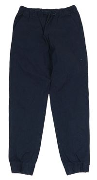 Tmavomodré plátěné cuff kalhoty Jack & Jones