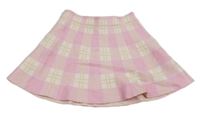 Růžovo-bílá kostkovaná úpletová sukně zn. Primark