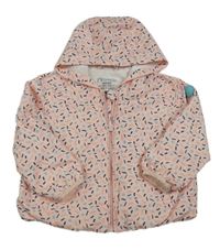 Světlerůžová vzorovaná šusťáková jarní bunda s kapucí 