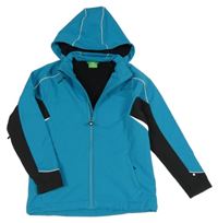 Tyrkysovo-černá šusťáková funkční lehce zateplená bunda s logem a kapucí erima