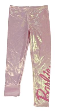 Světlerůžové zateplené metalické legíny - Barbie 