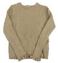 Béžový žebrovaný lehký svetr H&M
