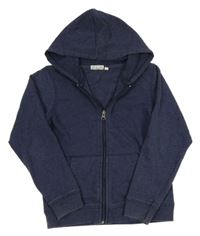 Tmavomodrá propínací mikina s kapucí 