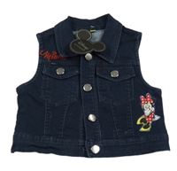 Nové - tmavomodrá lehká riflová vesta s Minnie Primark