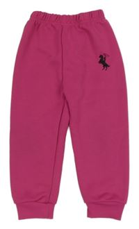 Růžové tepláky s výšivkou 