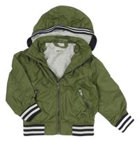 Khaki šusťáková jarní bunda s kapucí H&M