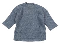 Modrý lehký melírovaný svetr George