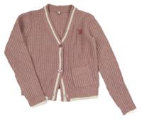 Starorůžový propínací vlněný svetr Yigga