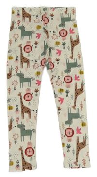 Smetanovo-barevné legíny se zvířátky F&F