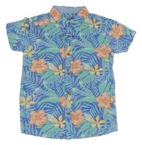 Modro-lososovo-žlutá květovaná košile Rebel