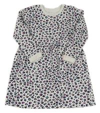 Bílo-barevné leopardí teplákové šaty Nutmeg