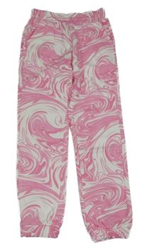 Růžovo-bílé vzorované tepláky dunnes