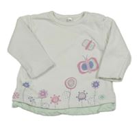 Bílá mikina s motýlky a kvítky 