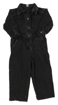 Antracitový riflový kalhotový overal s kapsami Tu