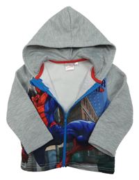 Šedo-modrá propínací mikina se Spidermanem a kapucí Marvel